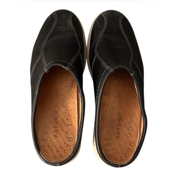 ANTONIO MELANI Shoes - Antonio Melani Black Suede/Leather Slip on Clogs with White Bottoms